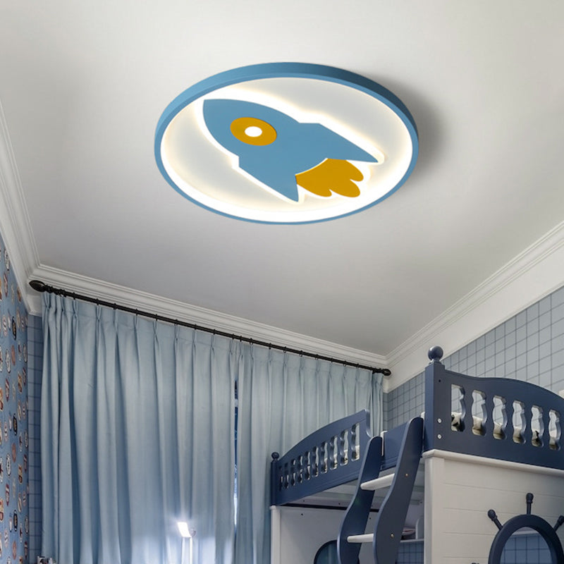 Cartoon Rocket Flush Mount Ceiling Light for Bedroom - Metal Fixture