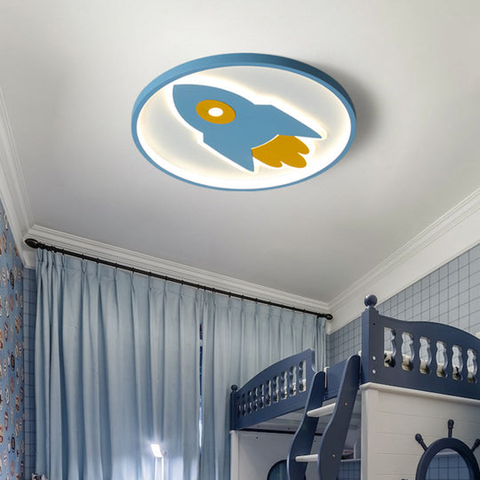 Cartoon Rocket Flush Mount Ceiling Light for Bedroom - Metal Fixture
