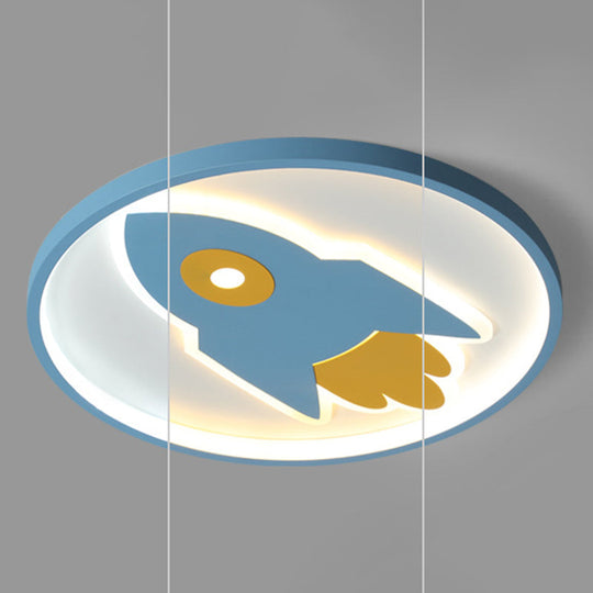 Cartoon Rocket Flush Mount Ceiling Light for Bedroom - Metal Fixture