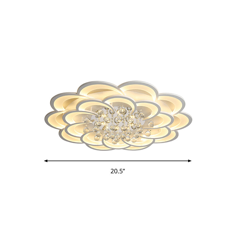 Modern Floral Iron Flush Mount LED Ceiling Light in Warm/White Light - 20.5"/27"/31.5" W, White Fixture