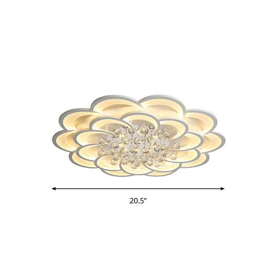 Modern Floral Iron Flush Mount LED Ceiling Light in Warm/White Light - 20.5"/27"/31.5" W, White Fixture