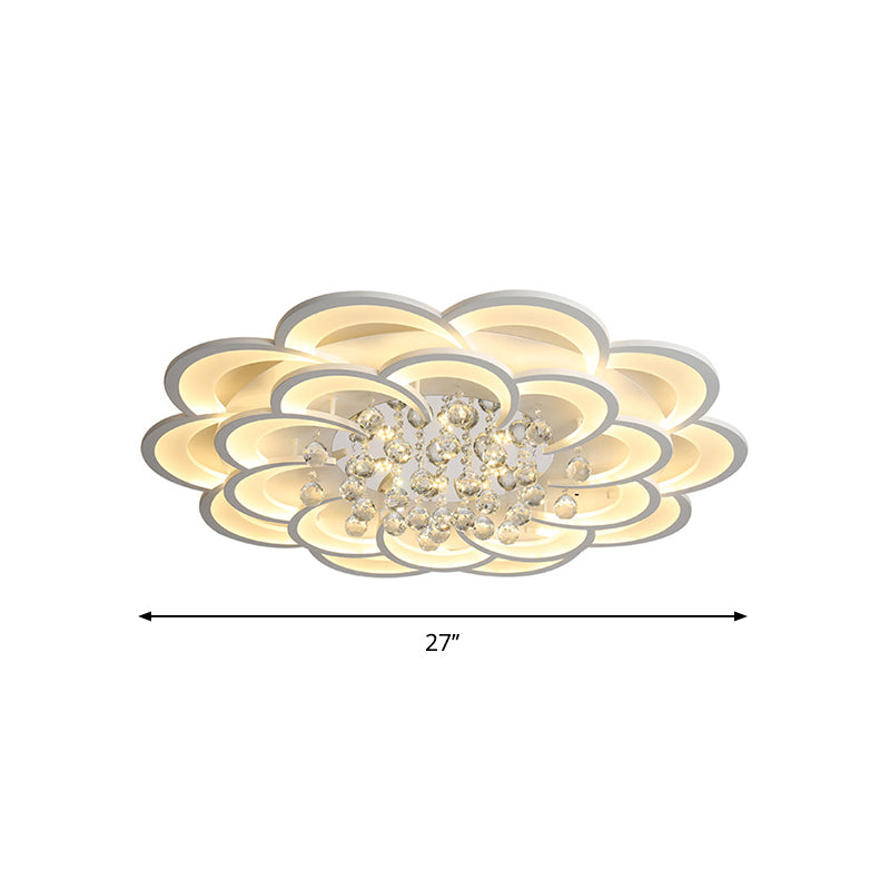 Modern Floral Iron Flush Mount LED Ceiling Light in Warm/White Light - 20.5"/27"/31.5" W, White Fixture