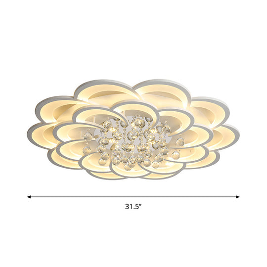 Modern Floral Iron Flush Mount LED Ceiling Light in Warm/White Light - 20.5"/27"/31.5" W, White Fixture