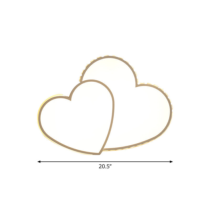 Heart Shaped Crystal LED Ceiling Flush Light Fixture - 20.5"/24.5" Wide - Warm/White Light - White Flush Mount