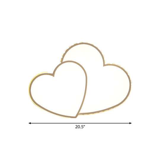 Heart Shaped Crystal LED Ceiling Flush Light Fixture - 20.5"/24.5" Wide - Warm/White Light - White Flush Mount