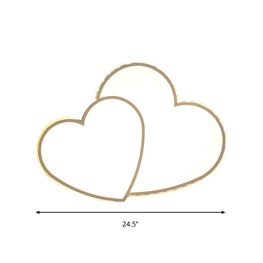 Heart Shaped Crystal LED Ceiling Flush Light Fixture - 20.5"/24.5" Wide - Warm/White Light - White Flush Mount