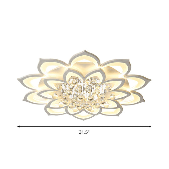 Contemporary Led Acrylic Flushmount Ceiling Light With Crystal Drop In Warm/White - 27/31.5 W