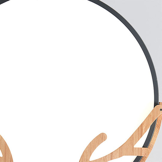 Metal Nordic Flush Mount Spotlight with Antlers - Round 1-Light Flush Mount Light