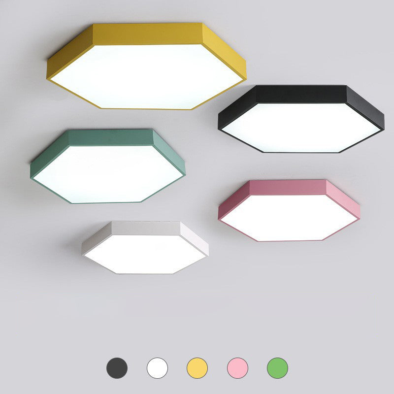 Minimalist Hexagon Flush Mount Ceiling Light Fixture with Acrylic Finish - 1 Light