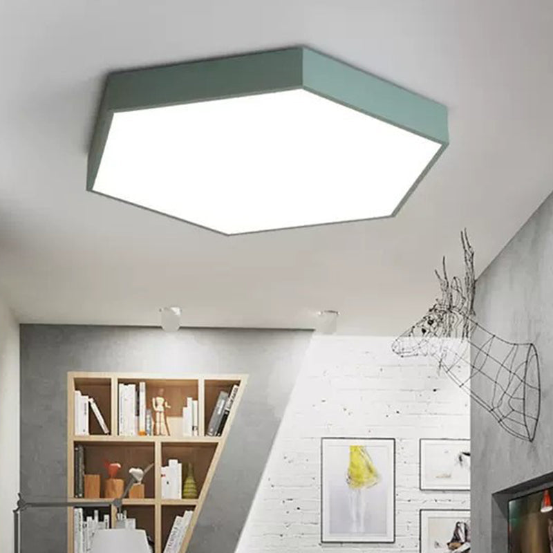 Minimalist Hexagon Flush Mount Ceiling Light Fixture with Acrylic Finish - 1 Light