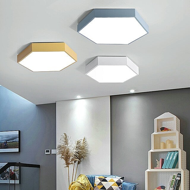 Minimalist Hexagon Flush Mount Ceiling Light Fixture with Acrylic Finish - 1 Light