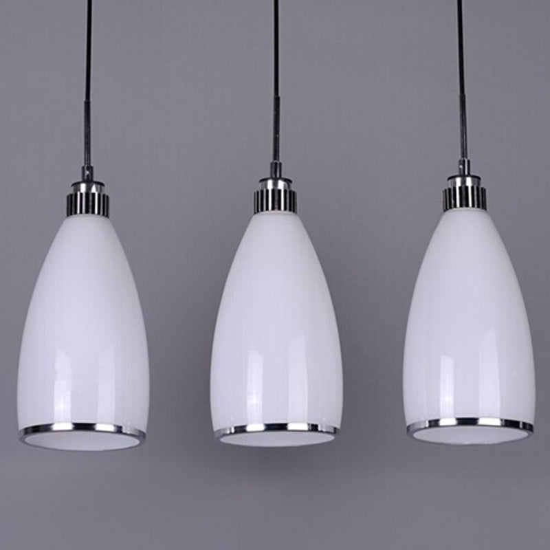 Minimalist 3-Light Satin Opal Glass Cluster Pendant in Chrome - Perfect for Dining Room