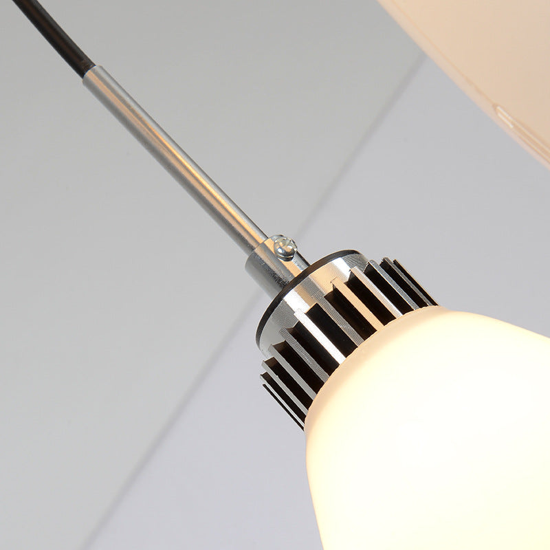 Sleek Satin Opal Glass Cluster Pendant - Minimalist Chrome 3-Light Suspension For Dining Room