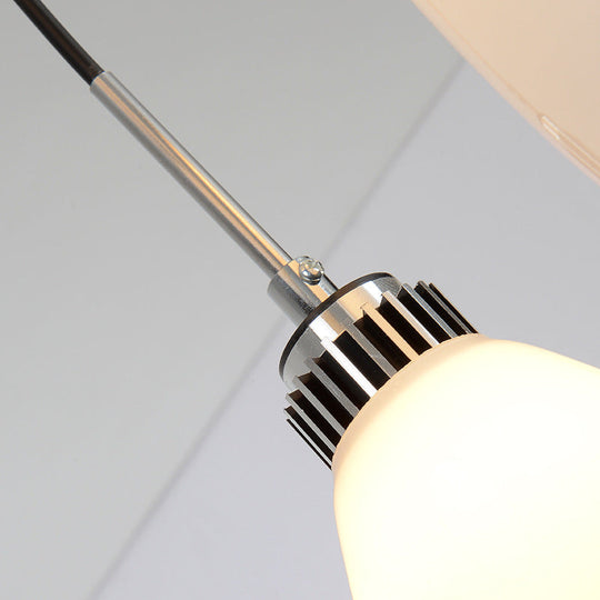 Sleek Satin Opal Glass Cluster Pendant - Minimalist Chrome 3-Light Suspension For Dining Room