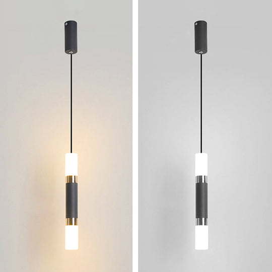 Modern Black Tube Pendant Lamp With Led Acrylic Ceiling Light - Ideal For Bedrooms / Warm A