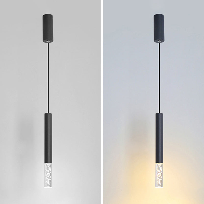 Modern Black Tube Pendant Lamp With Led Acrylic Ceiling Light - Ideal For Bedrooms / White B