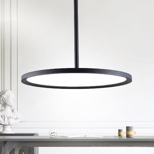 Minimalistic Led Pendant Ceiling Light With Hanging Rod And Flat Shade