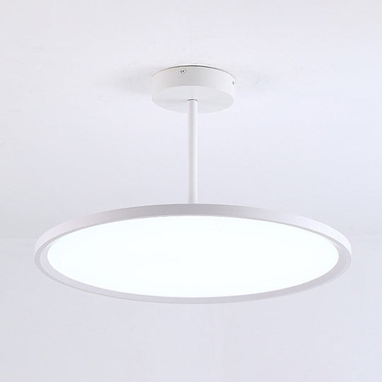 Minimalistic Acrylic Pendant LED Ceiling Light with Hanging Rod – Flat Shade Diner Lighting