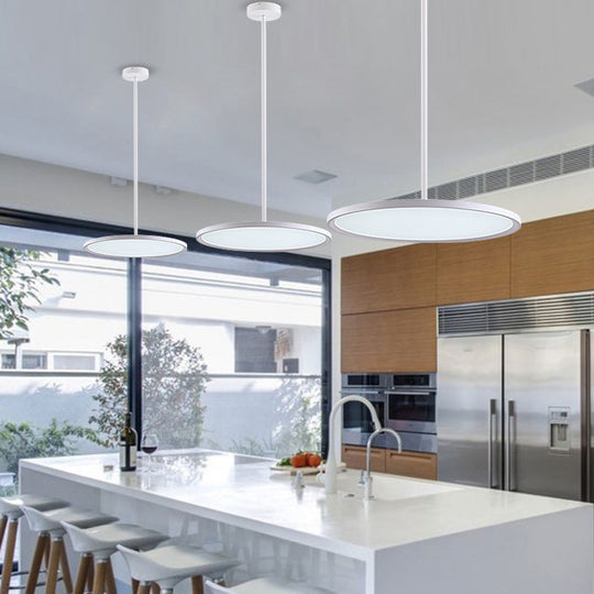 Minimalistic Acrylic Pendant LED Ceiling Light with Hanging Rod – Flat Shade Diner Lighting