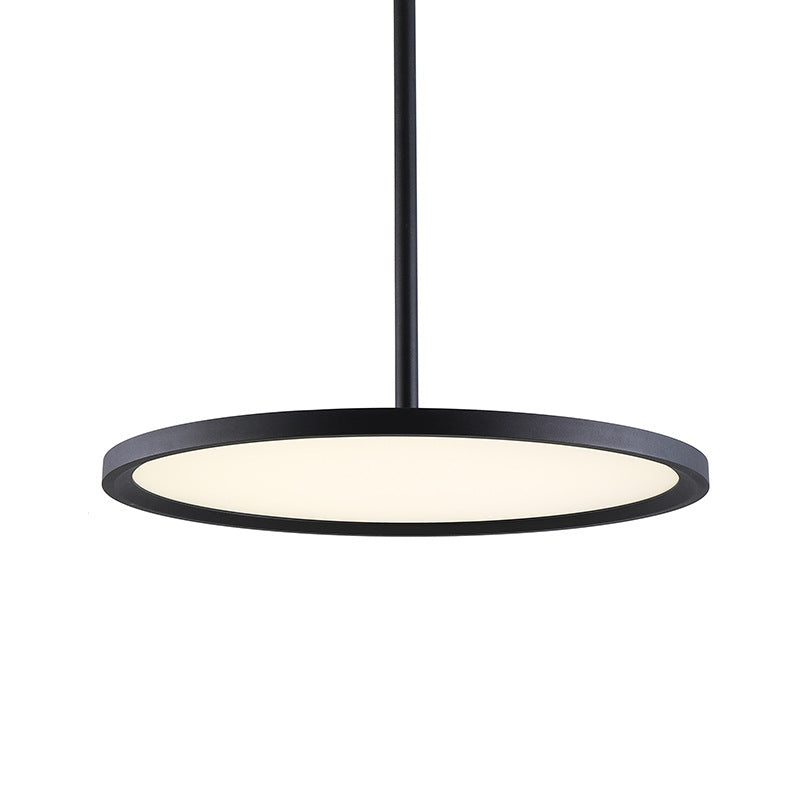 Minimalistic Acrylic Pendant LED Ceiling Light with Hanging Rod – Flat Shade Diner Lighting