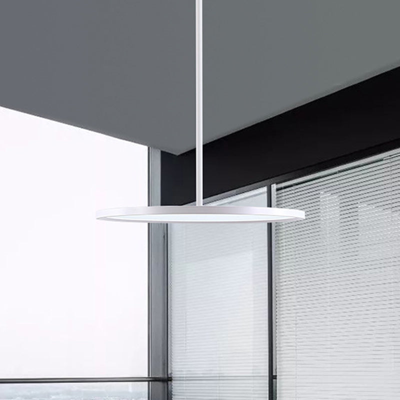 Minimalistic Acrylic Pendant LED Ceiling Light with Hanging Rod – Flat Shade Diner Lighting