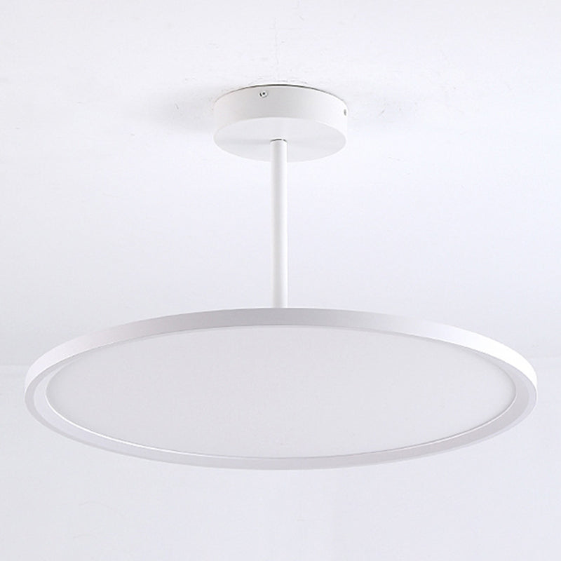 Minimalistic Acrylic Pendant LED Ceiling Light with Hanging Rod – Flat Shade Diner Lighting