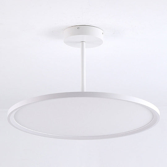 Minimalistic Acrylic Pendant LED Ceiling Light with Hanging Rod – Flat Shade Diner Lighting