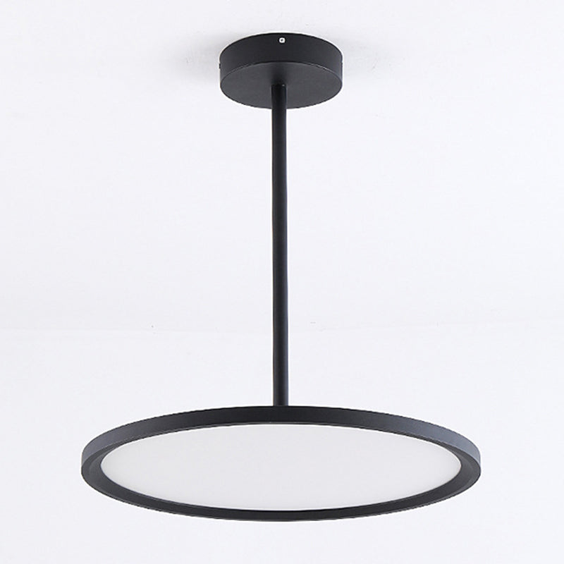 Minimalistic Acrylic Pendant LED Ceiling Light with Hanging Rod – Flat Shade Diner Lighting