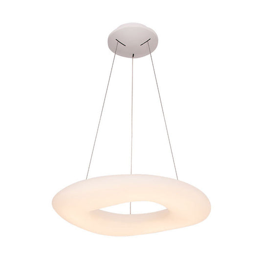 Minimalist LED Acrylic Suspension Lamp: White Loop Hanging Light Fixture for Dining Room