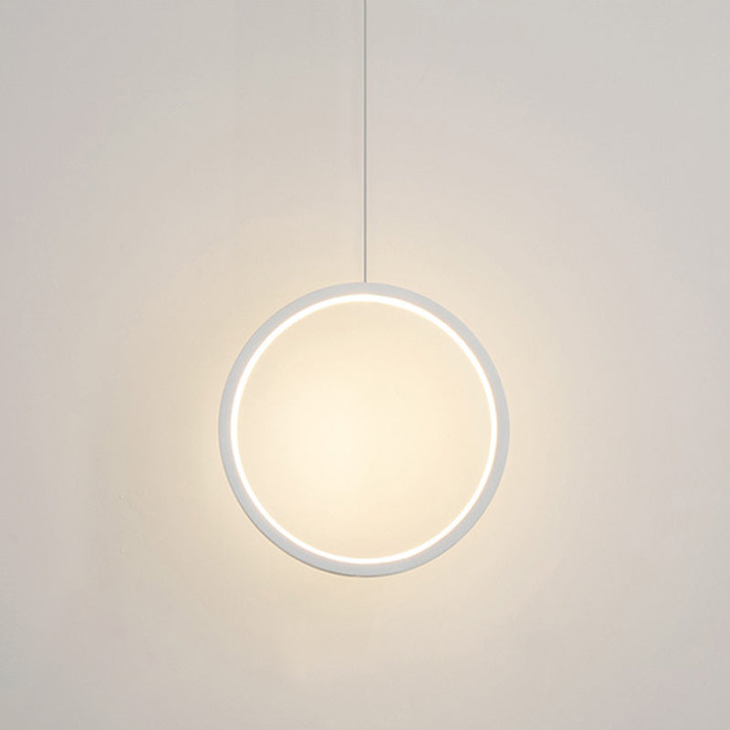 Sleek Metal LED Hanging Lamp Kit - Stylish Ring Pendant Light for Bedside Suspension