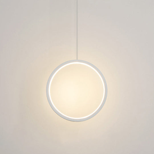 Sleek Metal LED Hanging Lamp Kit - Stylish Ring Pendant Light for Bedside Suspension