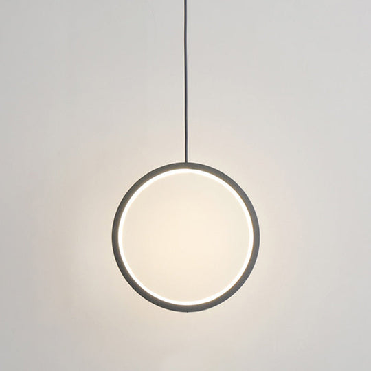 Sleek Metal LED Hanging Lamp Kit - Stylish Ring Pendant Light for Bedside Suspension