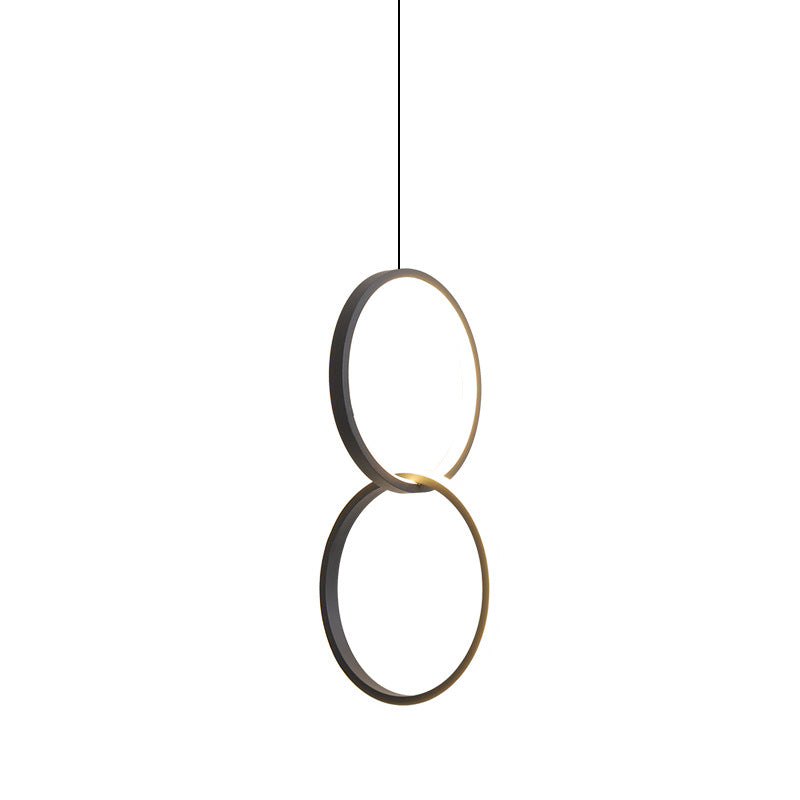 Sleek Metal LED Hanging Lamp Kit - Stylish Ring Pendant Light for Bedside Suspension