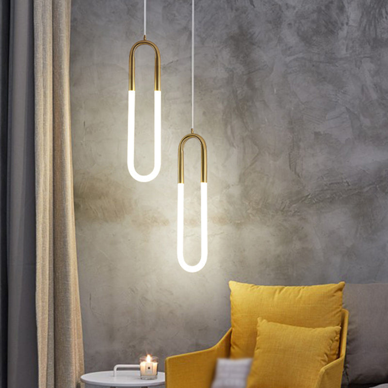 Minimalist U-Shaped Acrylic LED Ceiling Pendant Light Fixture for Living Room