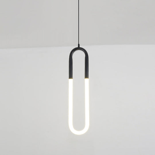 Minimalist U-Shaped Acrylic LED Ceiling Pendant Light Fixture for Living Room