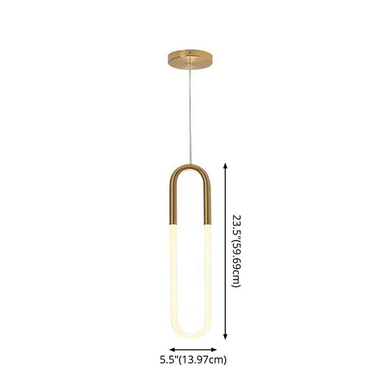 Minimalist U-Shaped Acrylic LED Ceiling Pendant Light Fixture for Living Room