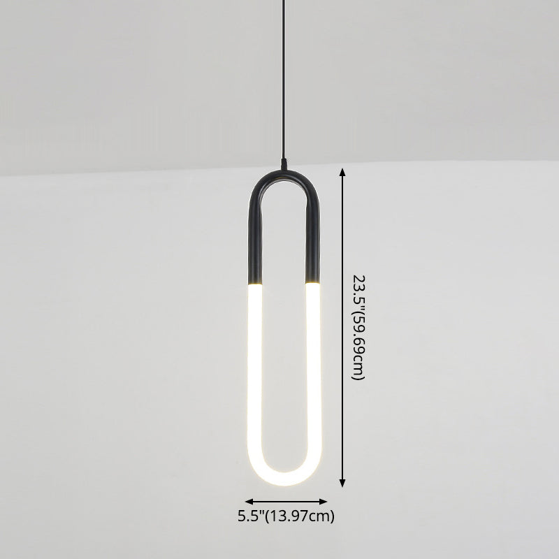 Minimalist U-Shaped Acrylic LED Ceiling Pendant Light Fixture for Living Room