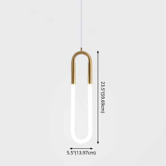 Minimalist U-Shaped Acrylic LED Ceiling Pendant Light Fixture for Living Room
