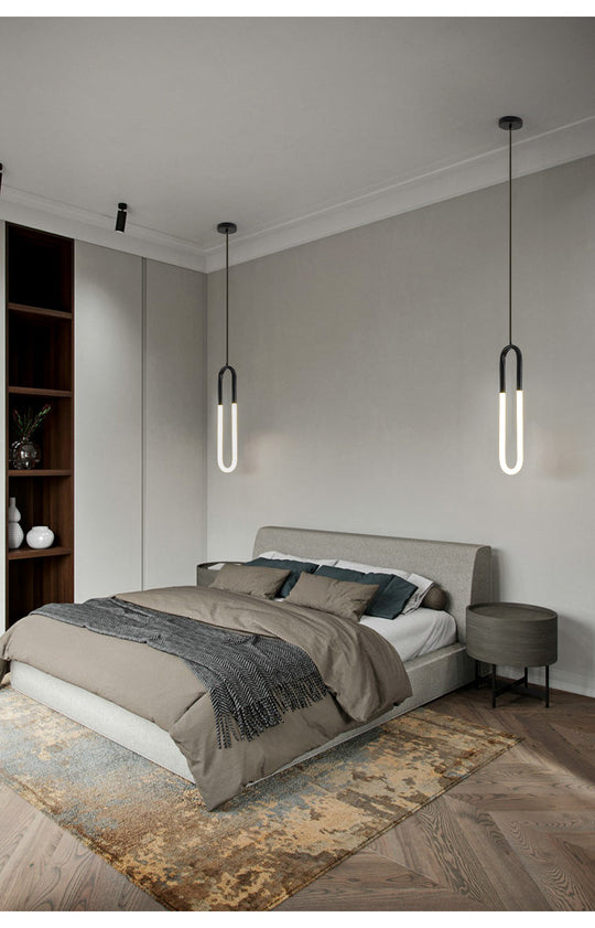 Minimalist U-Shaped Acrylic LED Ceiling Pendant Light Fixture for Living Room