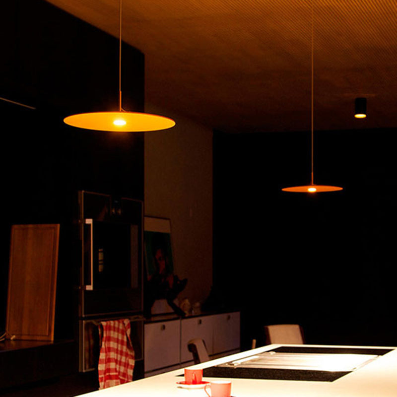 Minimalist Disk Pendant Lamp: Stylish Metal Suspension Light Fixture For Diner Bar And More