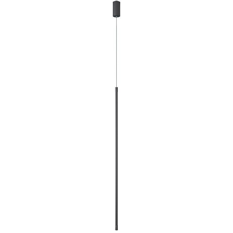 Black LED Stick Pendant: Bedroom Linear Suspension Lighting with Minimalist Metal Design
