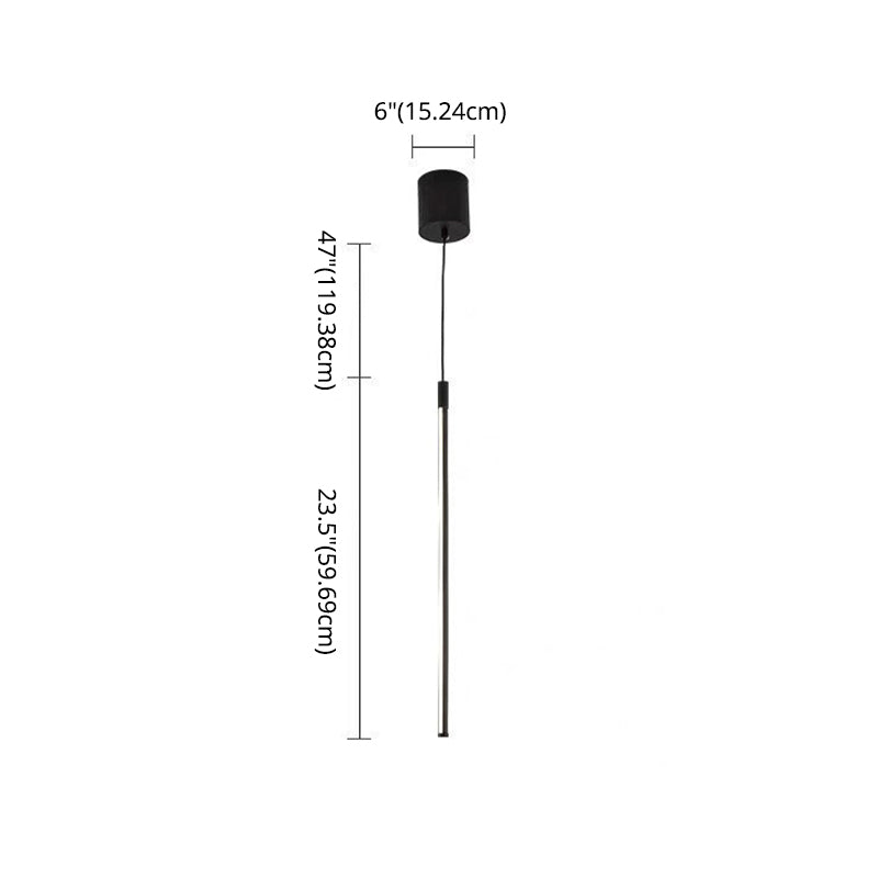 Black LED Stick Pendant: Bedroom Linear Suspension Lighting with Minimalist Metal Design