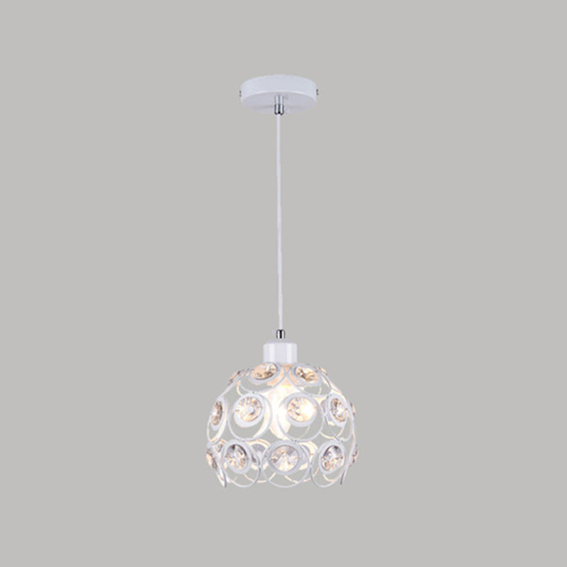 Dome-Shaped Crystal Hollow Pendant Lamp: Minimalist Modern Hanging Light Fixture 1 / White 8