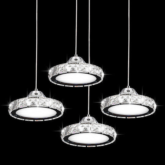 Modern Crystal Embedded LED Pendant Ceiling Light with Chrome Finish