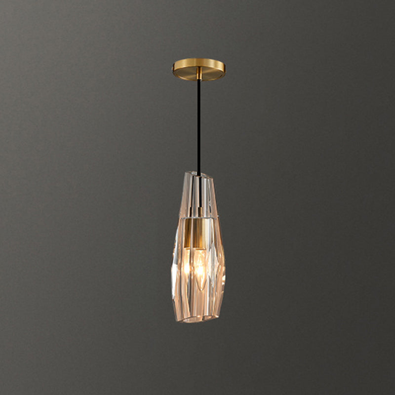 Crystal Block Pendant Light - Simplicity meets Elegance in this 1-Light Brass Ceiling Fixture