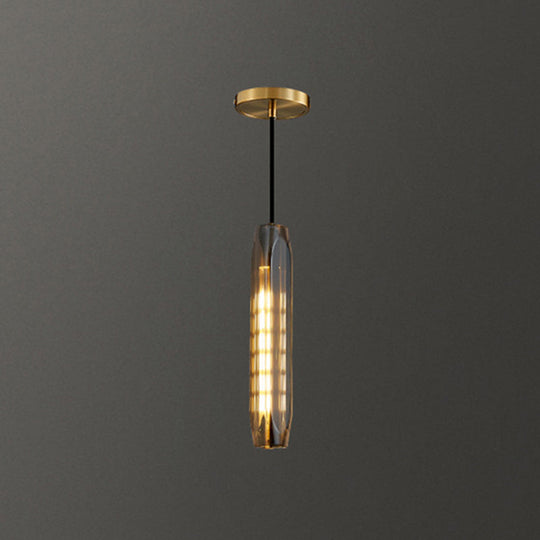 Crystal Block Pendant Light - Simplicity meets Elegance in this 1-Light Brass Ceiling Fixture