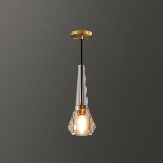 Crystal Block Pendant Light - Simplicity meets Elegance in this 1-Light Brass Ceiling Fixture