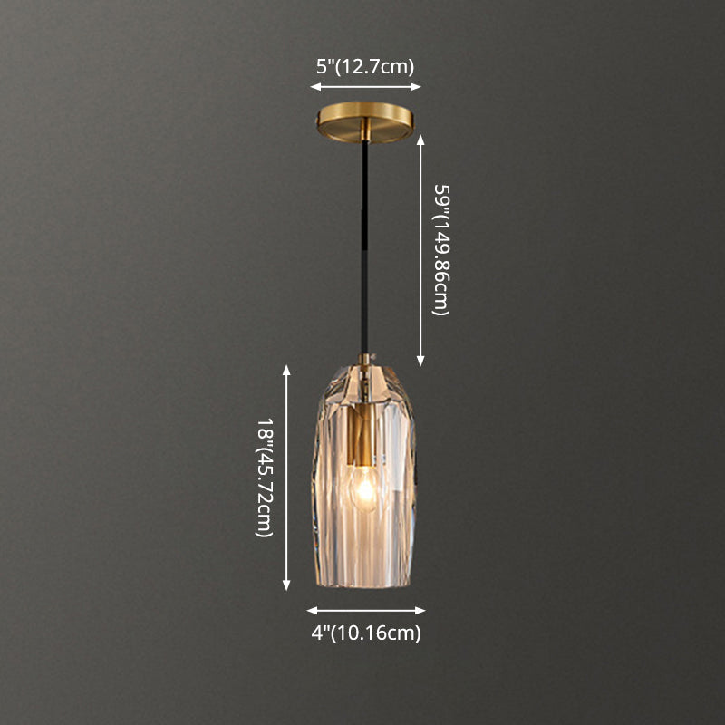 Crystal Block Pendant Light - Simplicity meets Elegance in this 1-Light Brass Ceiling Fixture