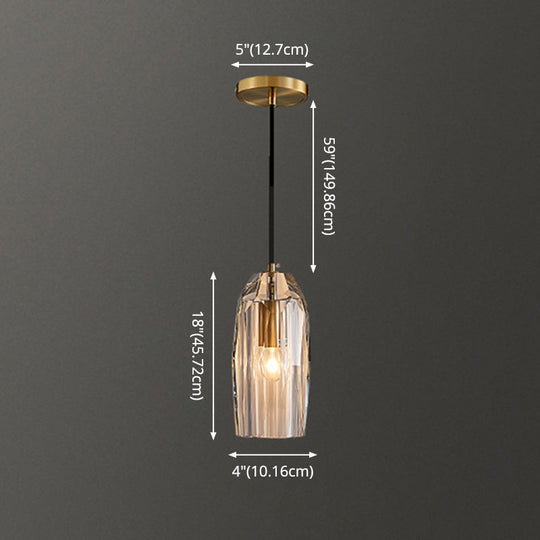 Crystal Block Pendant Light - Simplicity meets Elegance in this 1-Light Brass Ceiling Fixture