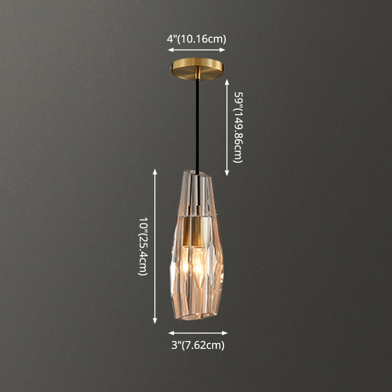 Crystal Block Pendant Light - Simplicity meets Elegance in this 1-Light Brass Ceiling Fixture